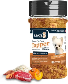 100% Human Grade - Sensitive Stomach Dog Food Toppers for Picky Eaters - Air Dried, All Natural, USA Grass Fed Beef - Limited Ingredient - Seasoning, Meal Mixer, Dog Food Toppers for Dry Food  Beef