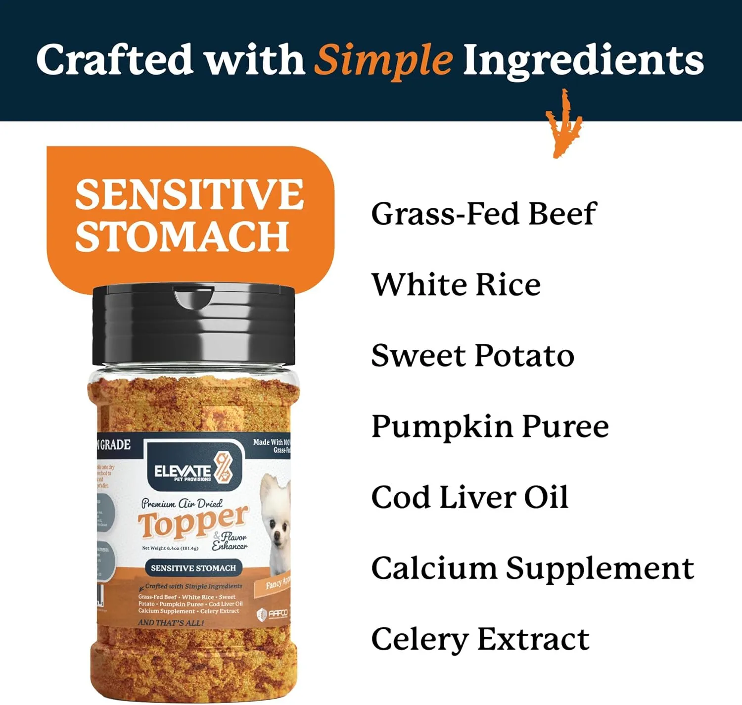 100% Human Grade - Sensitive Stomach Dog Food Toppers for Picky Eaters - Air Dried, All Natural, USA Grass Fed Beef - Limited Ingredient - Seasoning, Meal Mixer, Dog Food Toppers for Dry Food  Beef