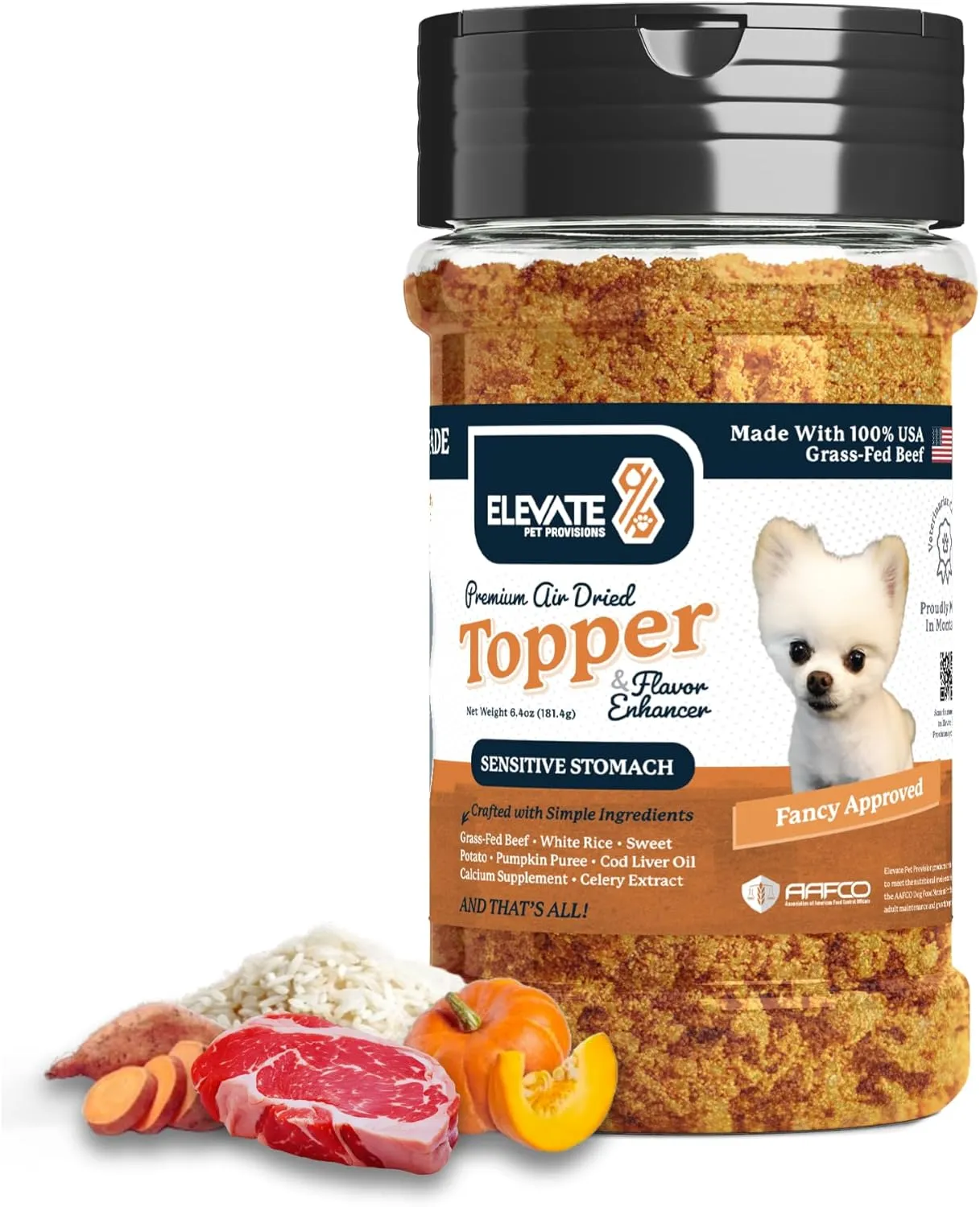 100% Human Grade - Sensitive Stomach Dog Food Toppers for Picky Eaters - Air Dried, All Natural, USA Grass Fed Beef - Limited Ingredient - Seasoning, Meal Mixer, Dog Food Toppers for Dry Food  Beef