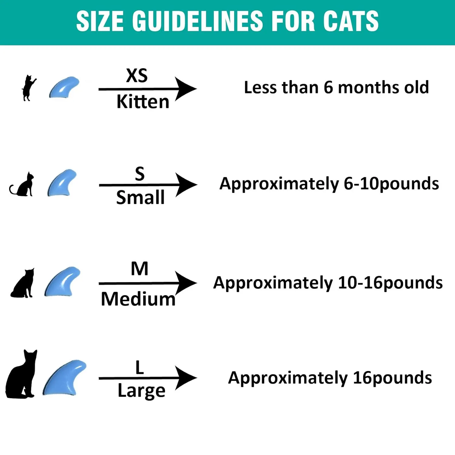 100 pcs Cat Nail Caps | Cat Claw Covers with Adhesives and Applicators | 5X Different Glitter Colors (S)