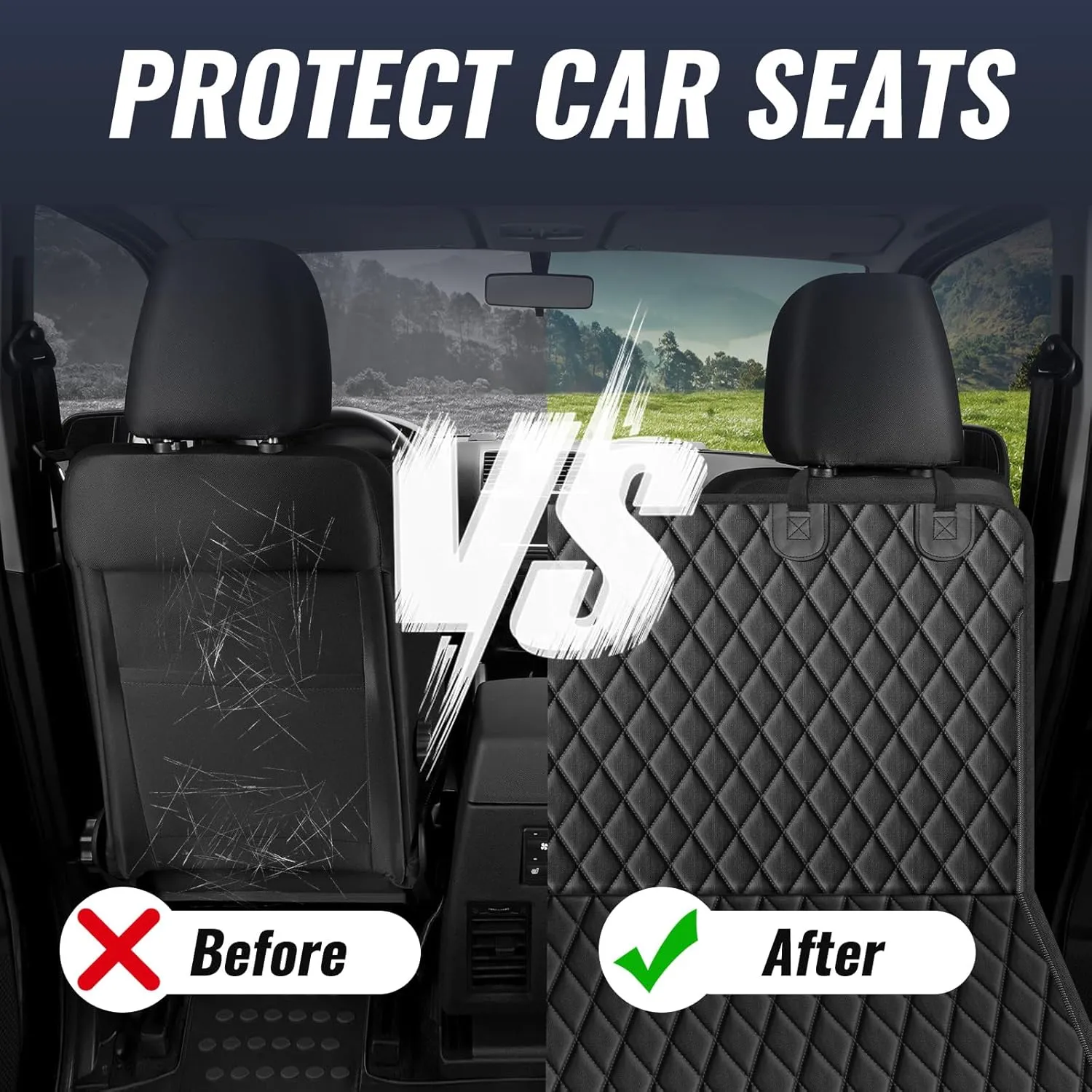 100% Waterproof Dog Car Seat Cover for Back Seat, Large Hammock and Pet Protector, Suitable for Small and Large Dogs, Cars, Trucks, SUVs,Standard(Grey)