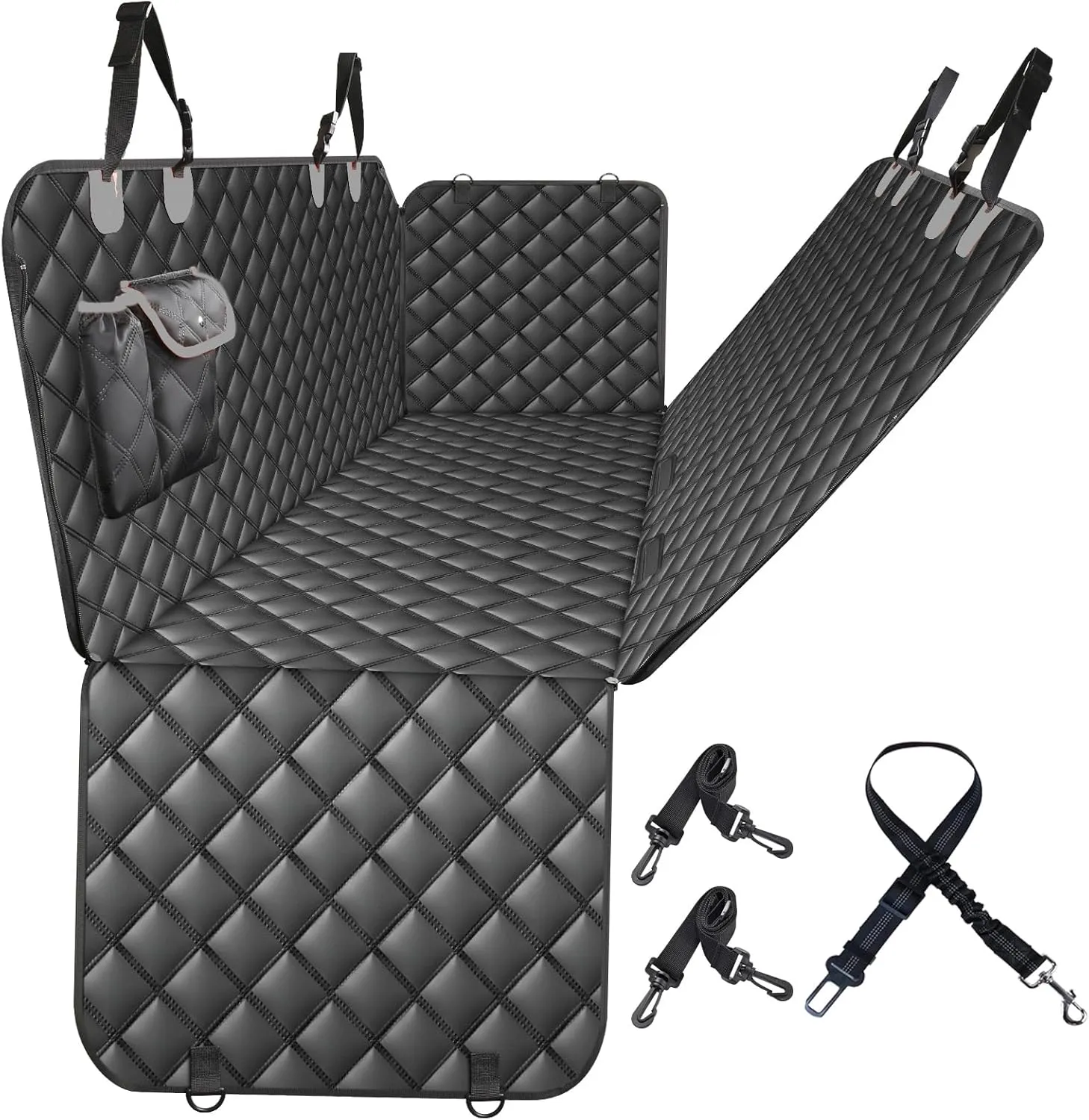 100% Waterproof Dog Car Seat Cover for Back Seat, Large Hammock and Pet Protector, Suitable for Small and Large Dogs, Cars, Trucks, SUVs,Standard(Grey)