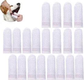 20 Pcs Pet Finger Toothbrush - 360 Spiral Design with Knitted Polyester for Dogs & Cats, Gentle Dental Cleaning Finger Sleeve for Oral Care, Reusable Grooming Supplies