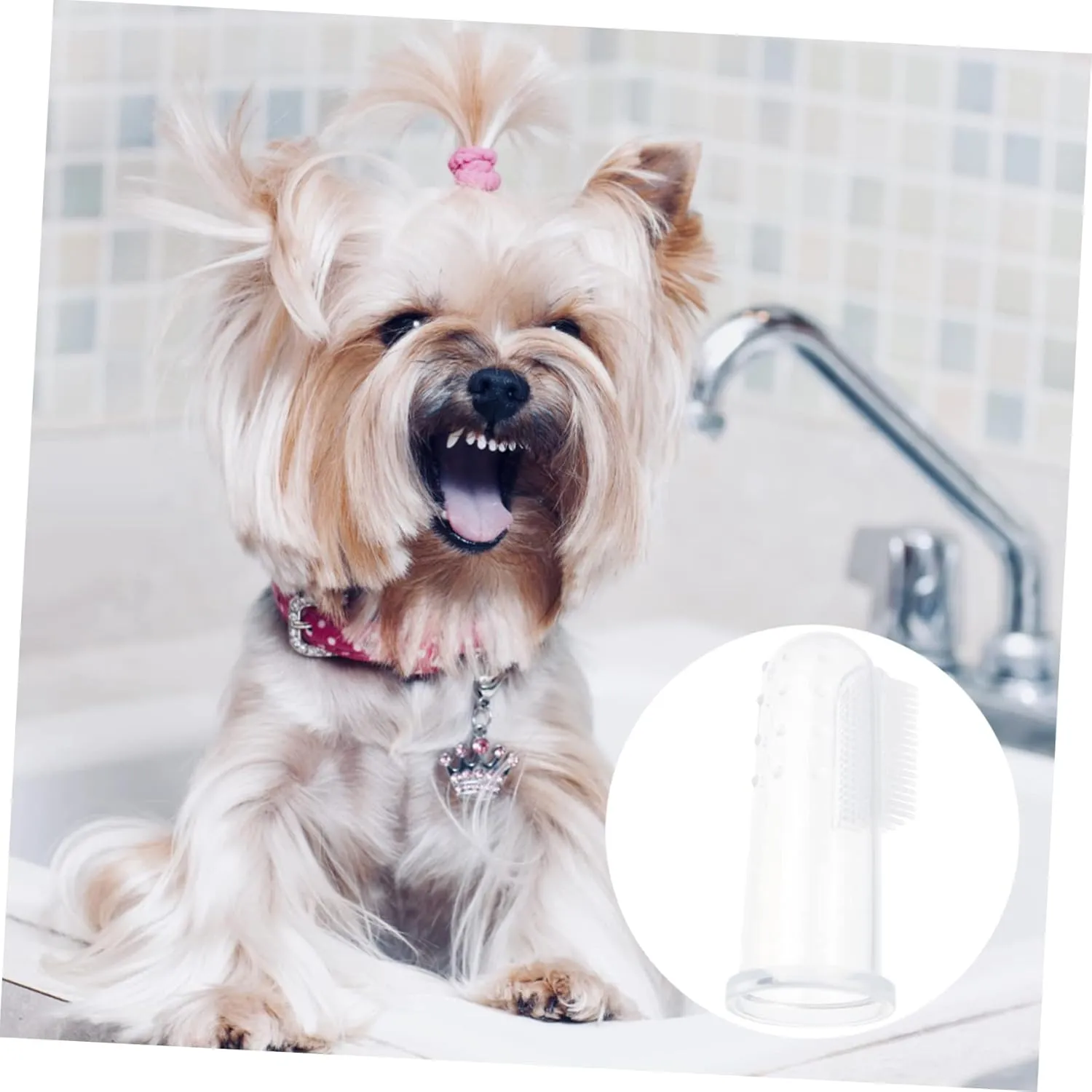 20 Sets Ergonomic Pet Finger Toothbrush for Dogs Dog Toothbrush Pen Soft Silicone Bristles Pet Cleaning Tool