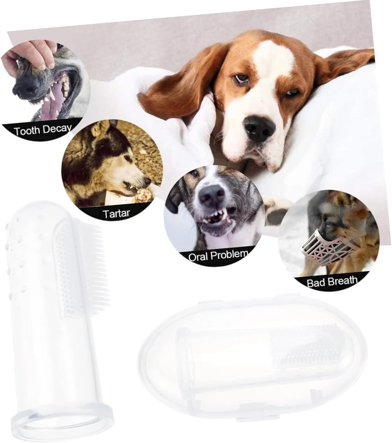 20 Sets Ergonomic Pet Finger Toothbrush for Dogs Dog Toothbrush Pen Soft Silicone Bristles Pet Cleaning Tool