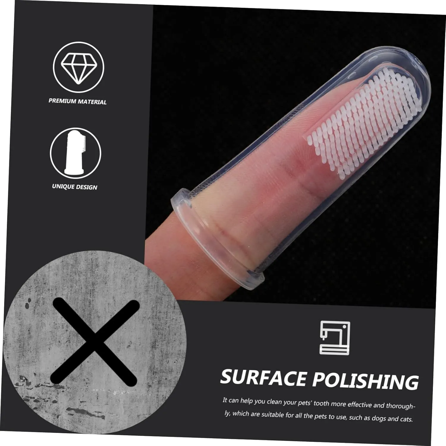 20 Sets Ergonomic Pet Finger Toothbrush for Dogs Dog Toothbrush Pen Soft Silicone Bristles Pet Cleaning Tool