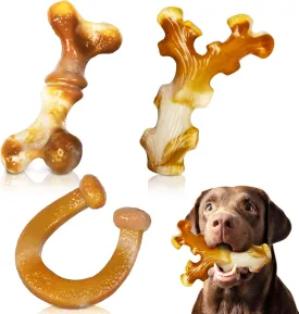 3-Pack Indestructible Dog Toys for Aggressive Chewers, Tough Large Dogs Bones for Aggressive Chewer, Durable Dog Chew Toys for Large Breed, Tough Puppy Teething Toys to Keep Them Busy