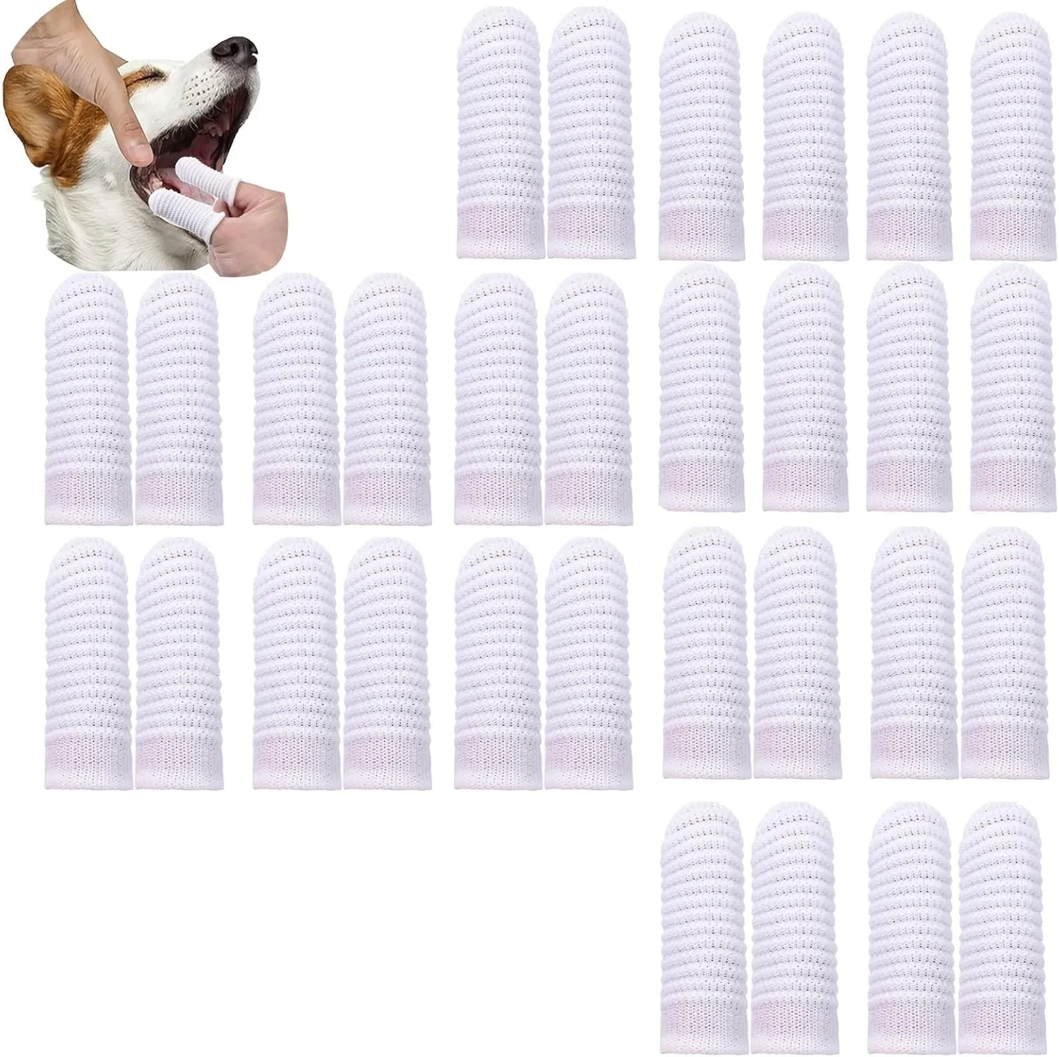 30 Pcs Pet Finger Toothbrush - 360 Spiral Design with Knitted Polyester for Dogs & Cats, Gentle Dental Cleaning Finger Sleeve for Oral Care, Reusable Grooming Supplies