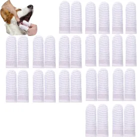 30 Pcs Pet Finger Toothbrush - 360 Spiral Design with Knitted Polyester for Dogs & Cats, Gentle Dental Cleaning Finger Sleeve for Oral Care, Reusable Grooming Supplies