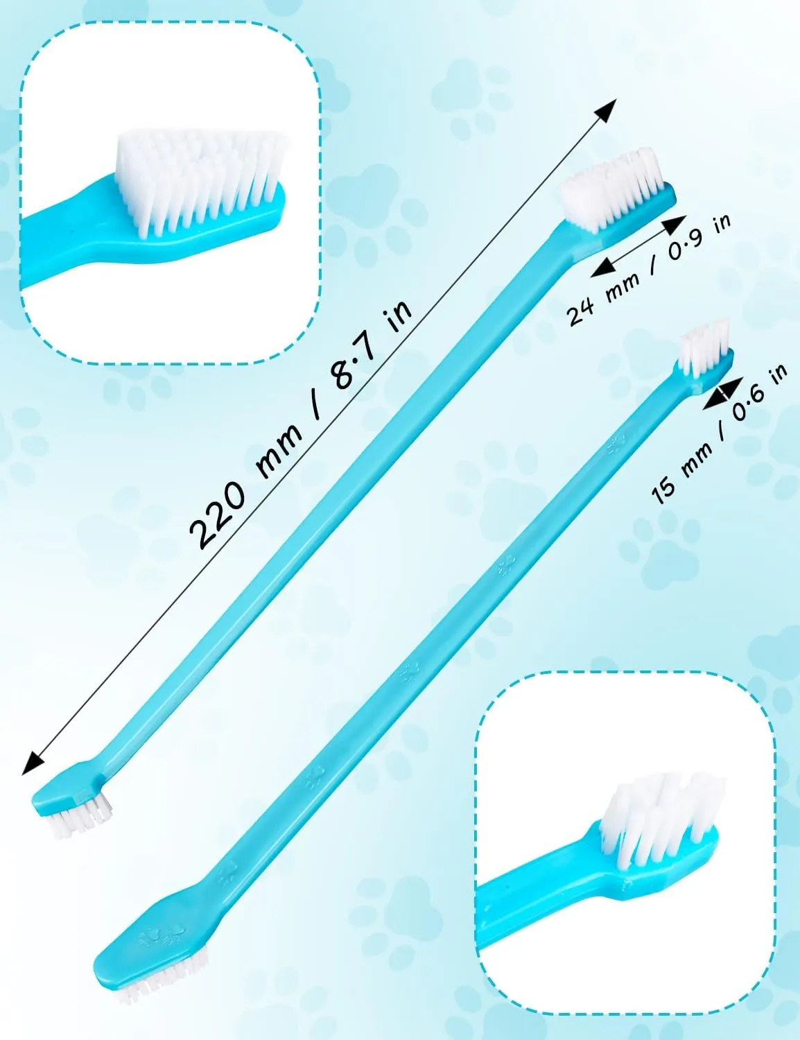 300 Pcs Dog Toothbrush Kit, Dual-Headed Toothbrush for Dogs & Cats, 10 Colors