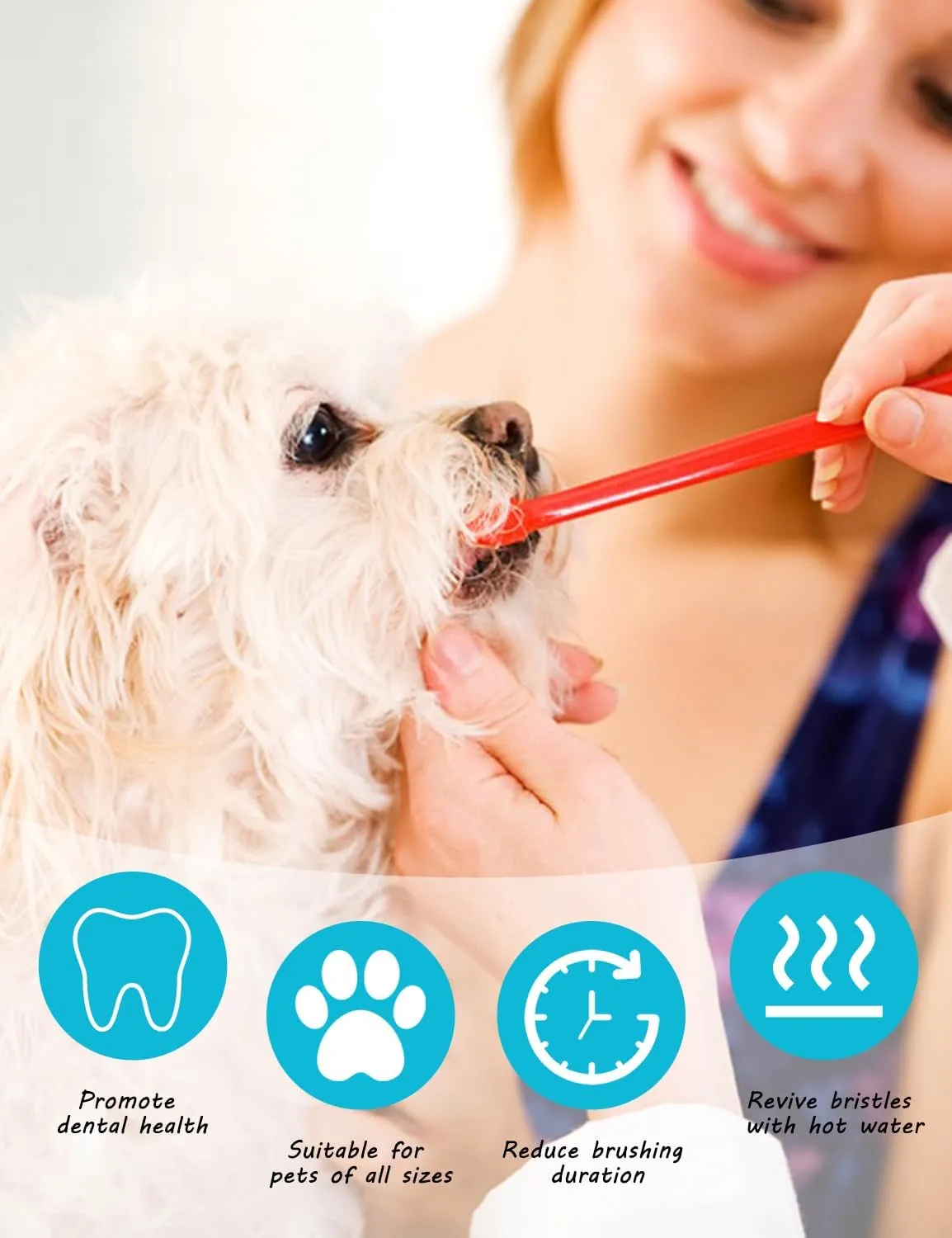300 Pcs Dog Toothbrush Kit, Dual-Headed Toothbrush for Dogs & Cats, 10 Colors