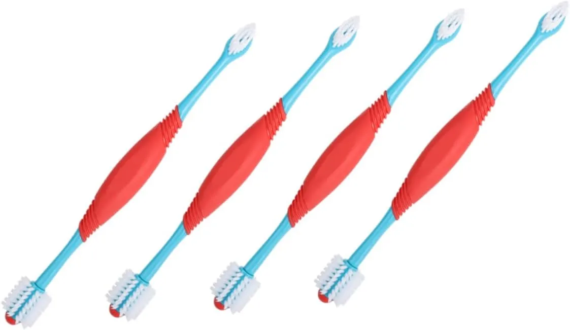 4pcs Double-Head Dog Toothbrush Pet Oral Care Tools for Dogs Cats Plaque Remover Soft Bristles