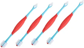 4pcs Double-Head Dog Toothbrush Pet Oral Care Tools for Dogs Cats Plaque Remover Soft Bristles