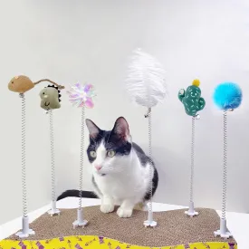 6PCS Cat Wand Toy & Scratcher Plug-ins - Cat Fun Themselves Play Toys for Kitty & Kitten