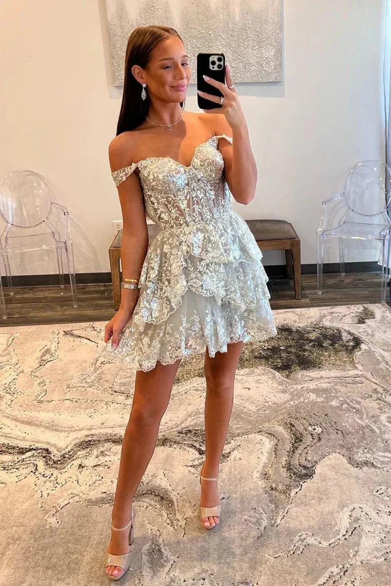 A Line V Neck Sequins Appliques Short Homecoming Dress  VK23090308