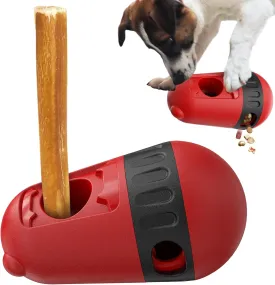 Adjustable Dog Treat Dispensing Puzzle Toy Bully Stick Holder Prevent Choking Safety Device Interactive Ball Food Distribution Enrichment Toys for Small Medium Large Dogs to Keep Them Busy