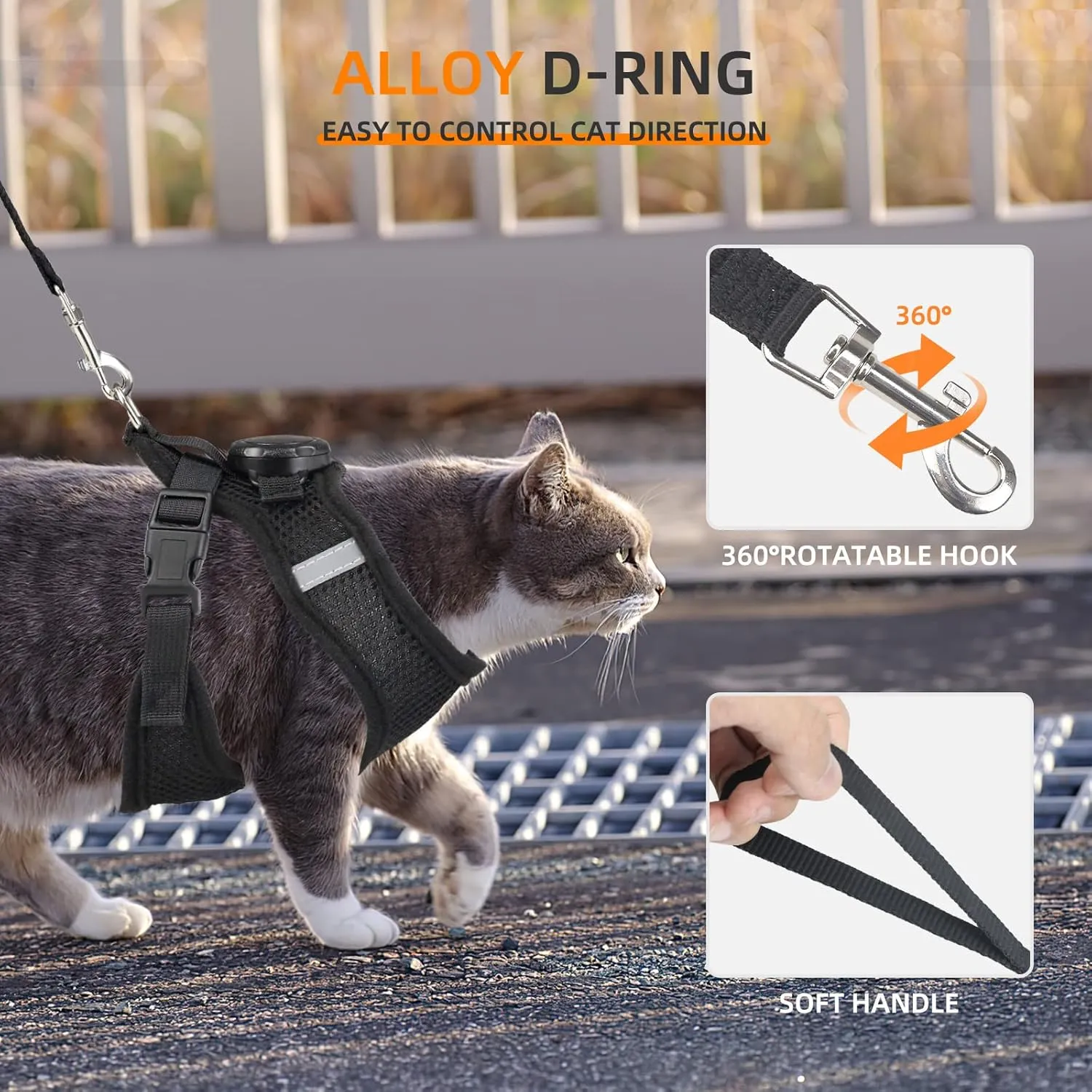 AirTag Cat Harness and Leash for Walking, Integrated Cat Vest with 100% Waterproof Air Tag Holder, Escape Proof Reflective Adjustable Vest Harnesses with Apple Air Tag Case for Cats, Kittens, Puppies