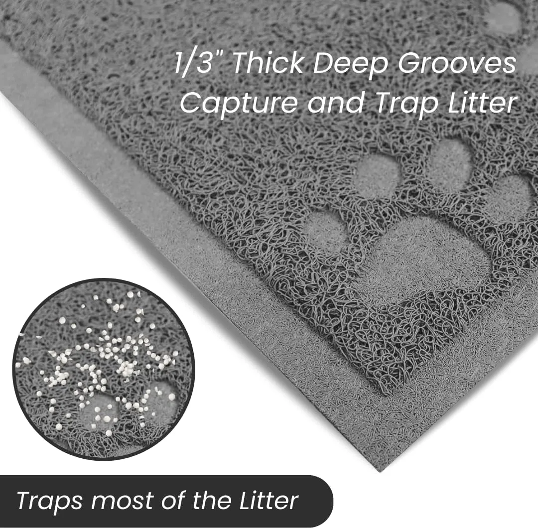 Andalus Jumbo Cat Litter Mat, Pack of 1 - Waterproof, Non-Slip & Easy to Clean Cat Litter Box Mat for Extra Efficient Pet Litter-Trapping, Grey (47 X 35)