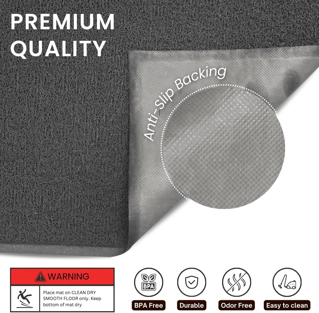 Andalus Jumbo Cat Litter Mat, Pack of 1 - Waterproof, Non-Slip & Easy to Clean Cat Litter Box Mat for Extra Efficient Pet Litter-Trapping, Grey (47 X 35)