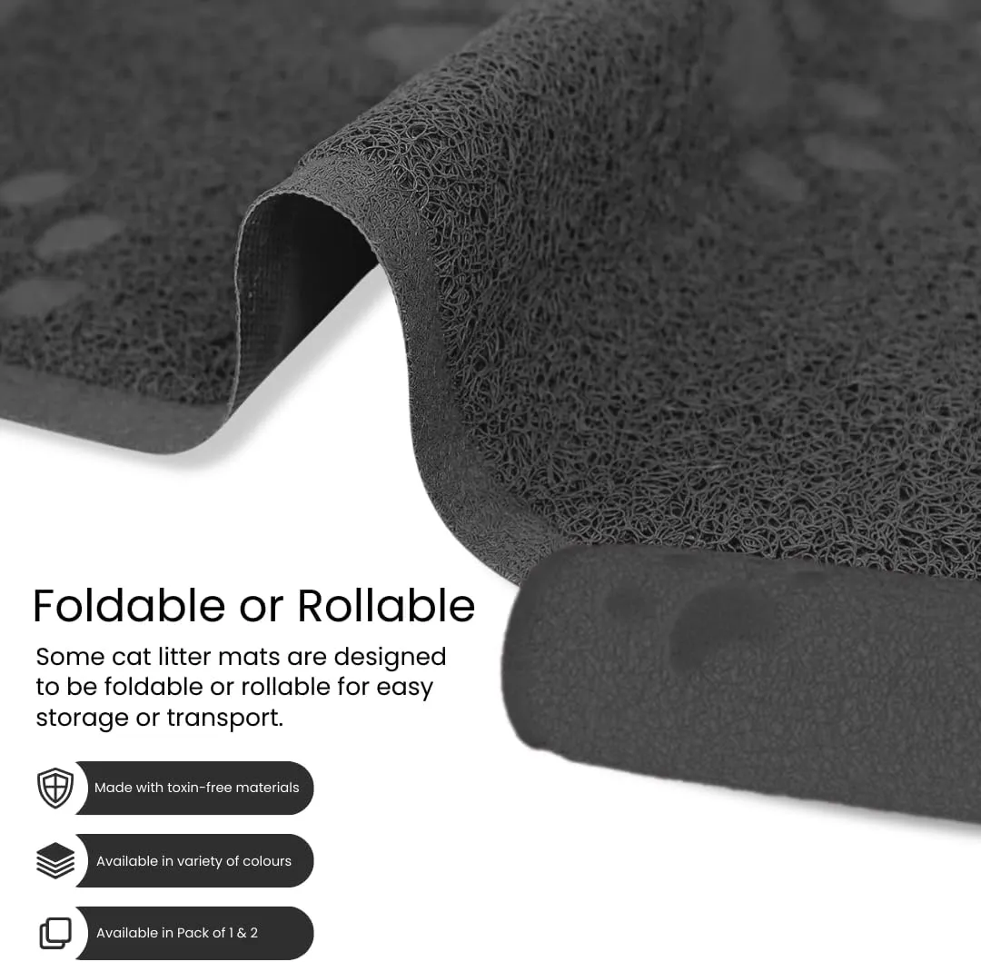 Andalus Jumbo Cat Litter Mat, Pack of 1 - Waterproof, Non-Slip & Easy to Clean Cat Litter Box Mat for Extra Efficient Pet Litter-Trapping, Grey (47 X 35)