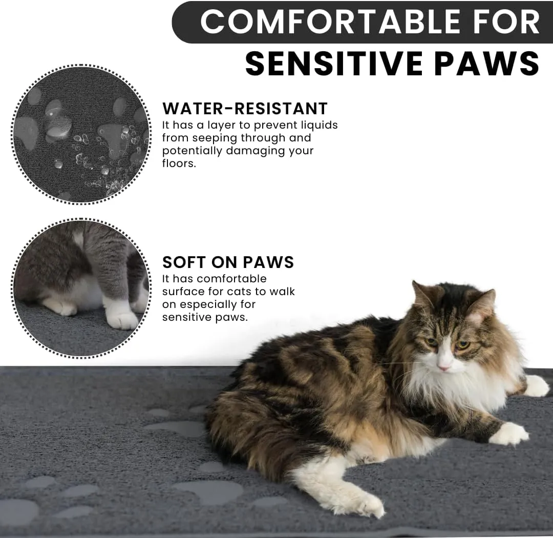 Andalus Jumbo Cat Litter Mat, Pack of 1 - Waterproof, Non-Slip & Easy to Clean Cat Litter Box Mat for Extra Efficient Pet Litter-Trapping, Grey (47 X 35)