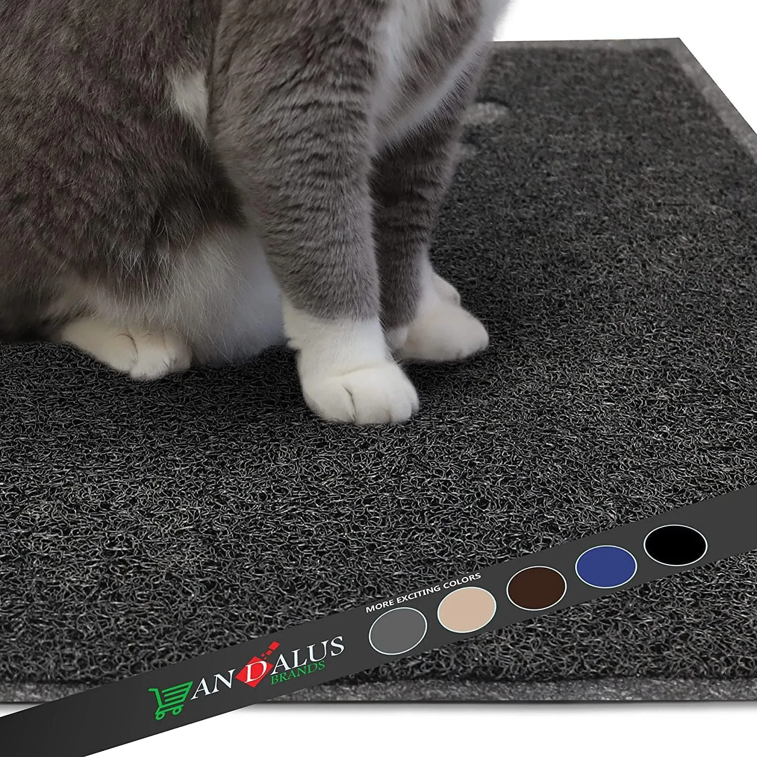 Andalus Jumbo Cat Litter Mat, Pack of 1 - Waterproof, Non-Slip & Easy to Clean Cat Litter Box Mat for Extra Efficient Pet Litter-Trapping, Grey (47 X 35)