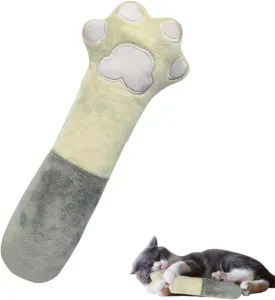 Andiker Cat Toys Cat paw, 10.5 Inches Catnip Toys with Crinkle Sound Soft and Durable, Interactive Cat Kicker Toys for Indoor Kitten with a Sisal Scratcher to Scratch (Beige Grey)