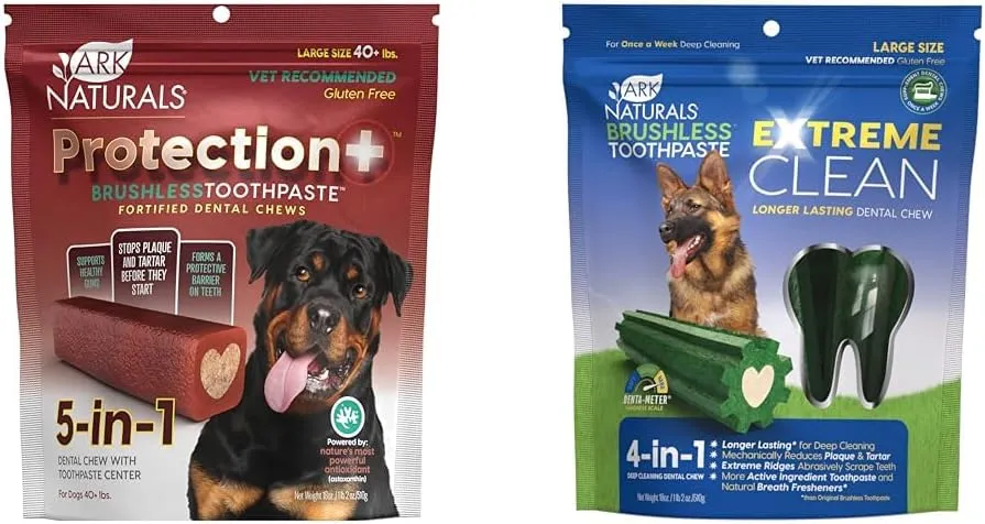 Ark Naturals Brushless Toothpaste Bundle, Dog Dental Chews for Large Breeds, Prevents Plaque & Tartar, Freshens Breath, 18oz Each