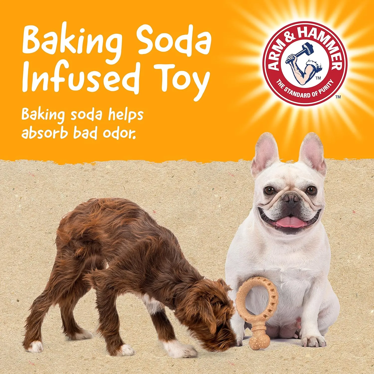 Arm & Hammer for Pets Barkies Ring Compressed Wood Collection, 5.5 Inch Peanut Butter Flavored Wood Blend Chew Toy for Dogs | Faux Stick, Splinter-Free, Safer & Durable Alternative to Chewing Sticks