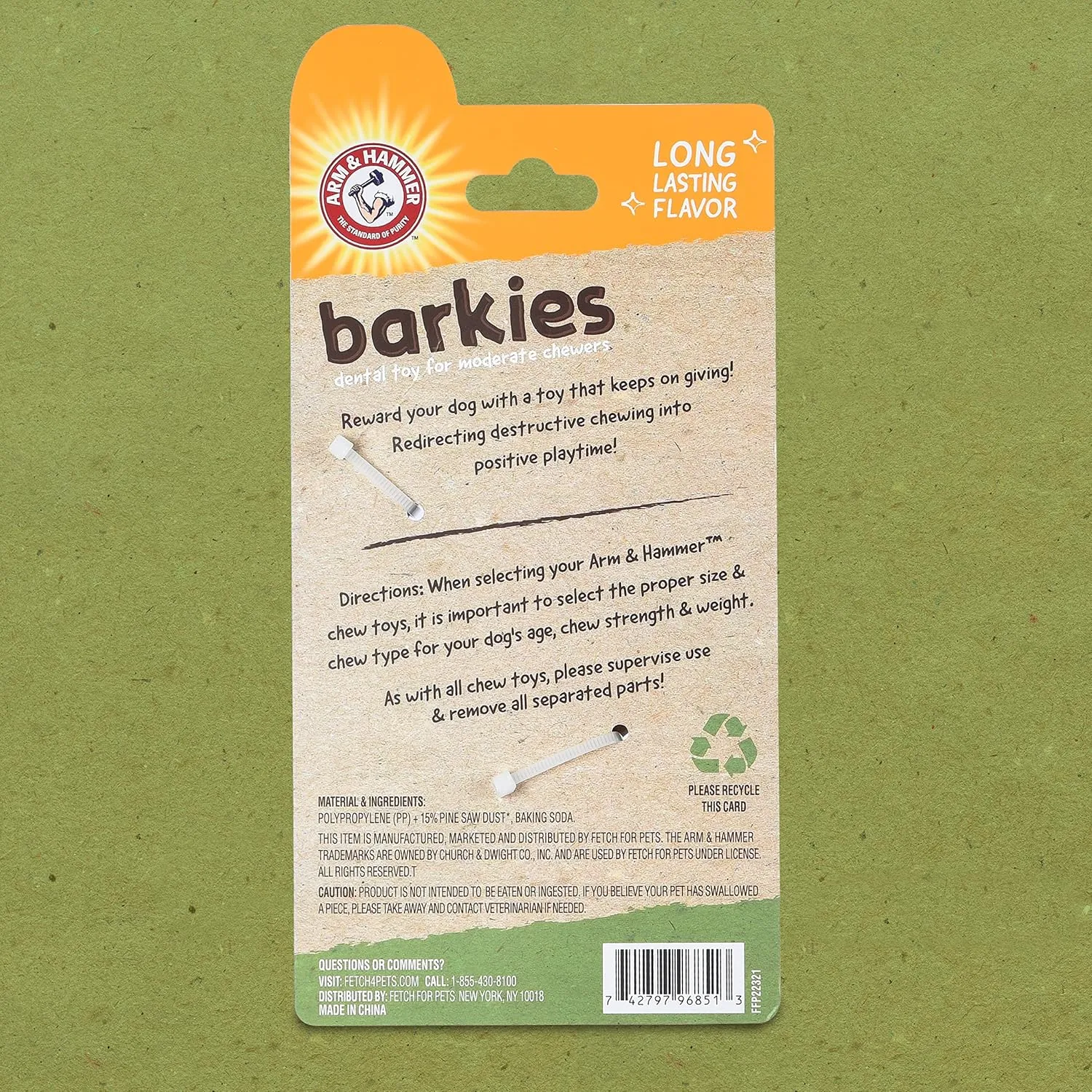Arm & Hammer for Pets Barkies Ring Compressed Wood Collection, 5.5 Inch Peanut Butter Flavored Wood Blend Chew Toy for Dogs | Faux Stick, Splinter-Free, Safer & Durable Alternative to Chewing Sticks