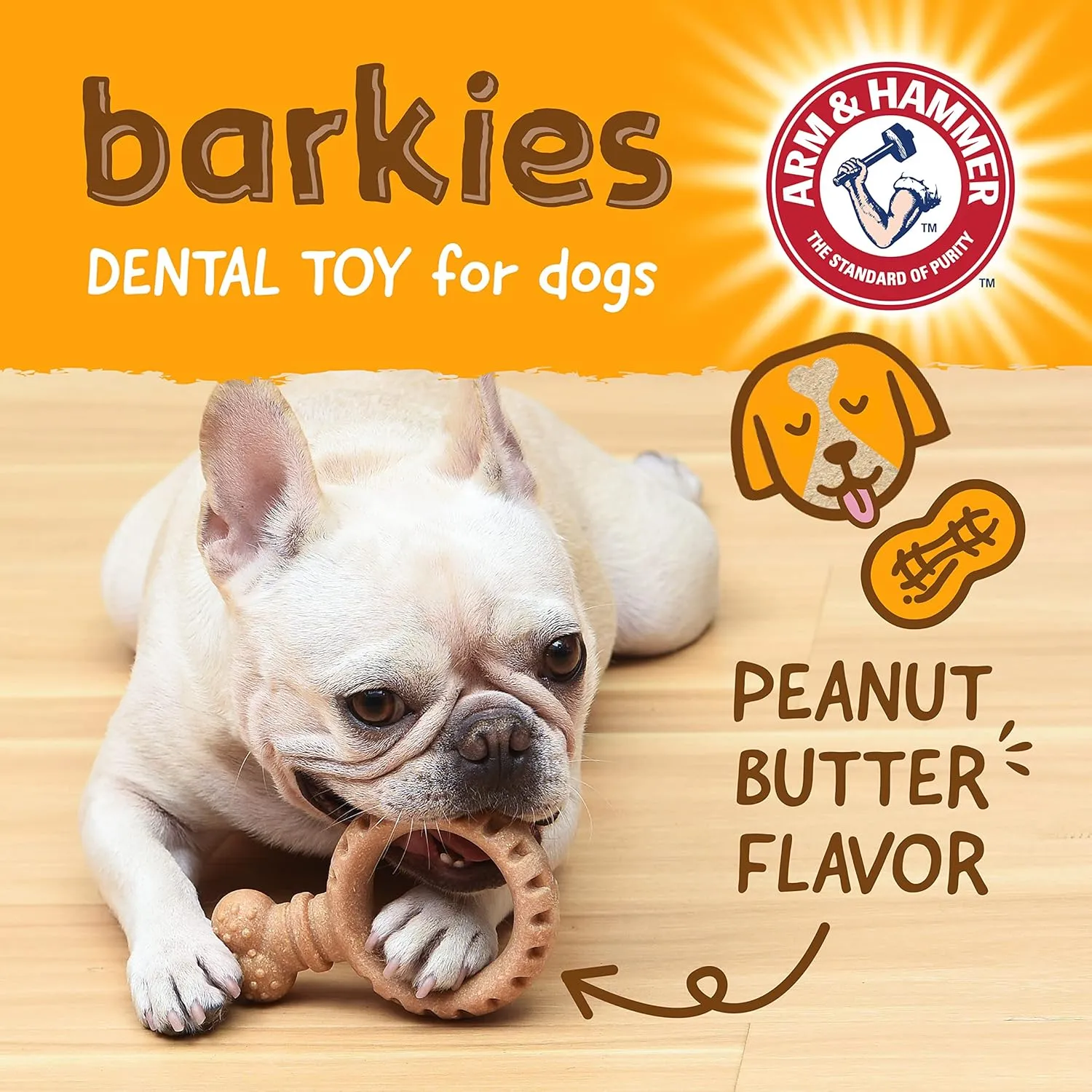 Arm & Hammer for Pets Barkies Ring Compressed Wood Collection, 5.5 Inch Peanut Butter Flavored Wood Blend Chew Toy for Dogs | Faux Stick, Splinter-Free, Safer & Durable Alternative to Chewing Sticks