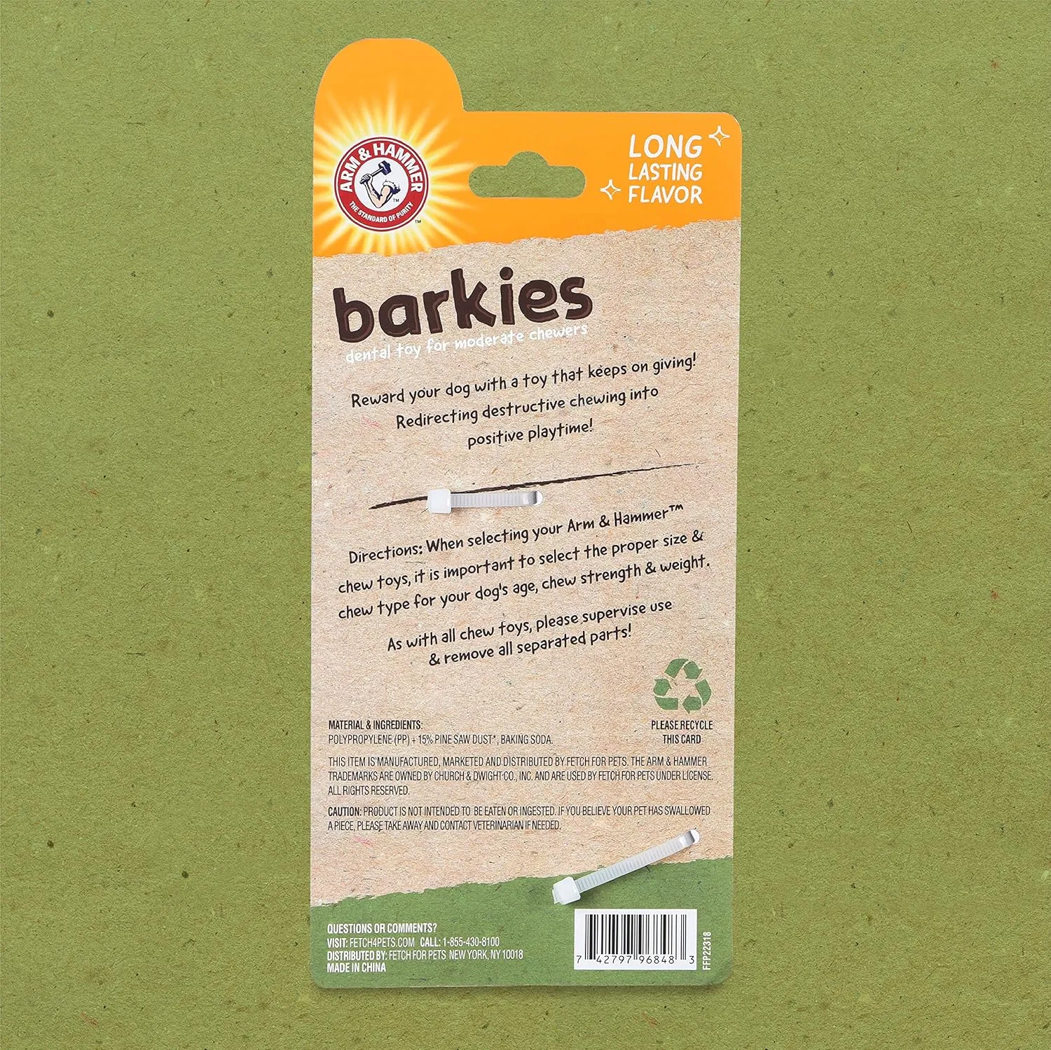 Arm & Hammer for Pets Barkies Tree Bark Compressed Wood Collection, 7 Inch Chicken Flavored Wood Blend Chew Toy for Dogs | Faux Stick, Splinter-Free, Safer & Durable Alternative to Chewing Sticks