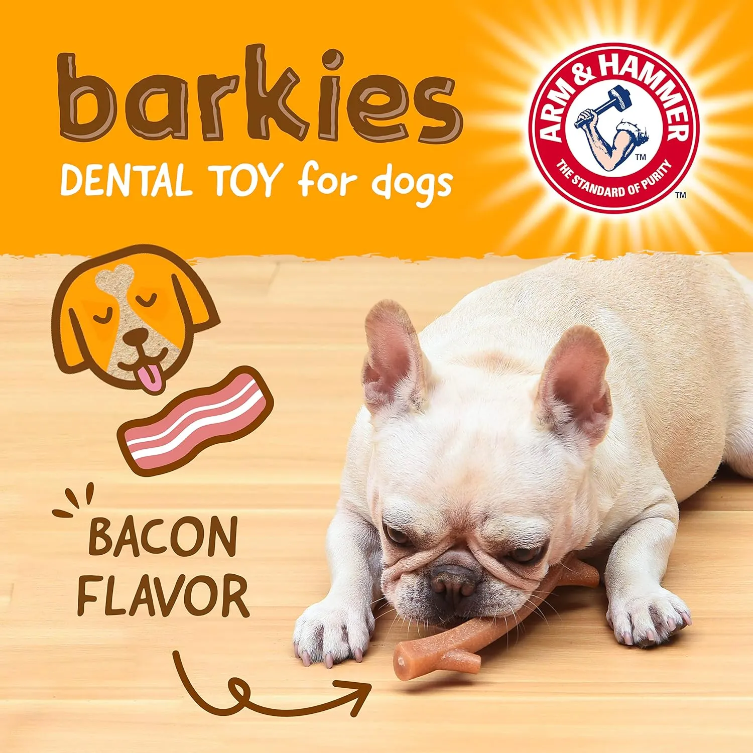 Arm & Hammer for Pets Barkies Tree Branch Compressed Wood Collection, 8 Inch Bacon Flavored Wood Blend Chew Toy for Dogs | Faux Stick, Splinter-Free, Safer & Durable Alternative to Chewing Sticks