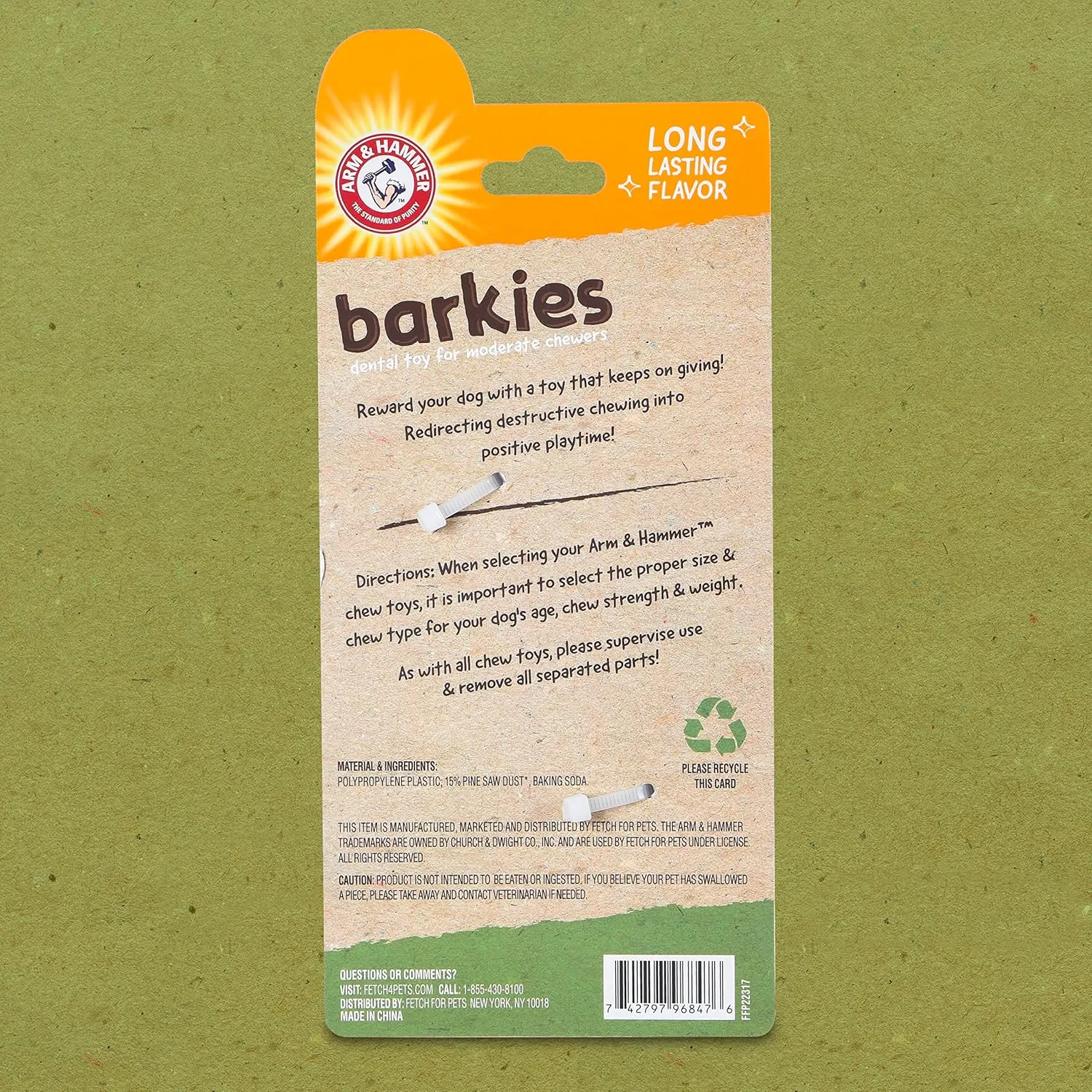 Arm & Hammer for Pets Barkies Tree Branch Compressed Wood Collection, 8 Inch Bacon Flavored Wood Blend Chew Toy for Dogs | Faux Stick, Splinter-Free, Safer & Durable Alternative to Chewing Sticks