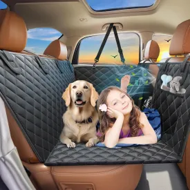 Back Seat Extender for Dogs, Dog Car Seat Cover Hard Bottom, Dog Hammock Bed Detachable, Waterproof Scratch Proof Nonslip Backseat Covers, Dog Car Camping Mattress for Car SUV Truck - Black