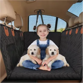 Back Seat Extender for Dogs, Dog Car Seat Cover with Hard Bottom,Dog Hammock for Car Backseat Protector Waterproof Dog Car Seat Bed with Mesh Window for Cars,Trucks,SUVs