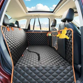 Back Seat Extender for Dogs,Dog Car Seat Cover for Back Seat with Hard Bottom Holds 500 lbs,Car Seat Protector,Waterproof Extender for Dogs,Dog Hammock,600D Nonslip,Pet Bed for Cars,SUVs, Small Trucks
