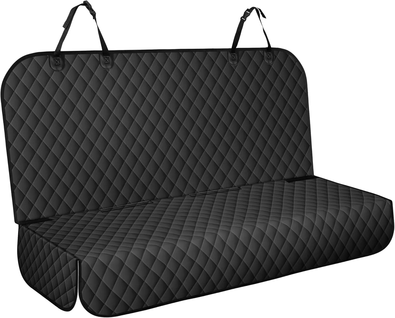 Backseat Cover for Dogs, Waterproof and Non-Slip Pet Bench Seat Covers, Car Seat Protector for Back Seat, Universal Size Rear Car Seat Cover Fits Cars, Trucks and SUVs, Black