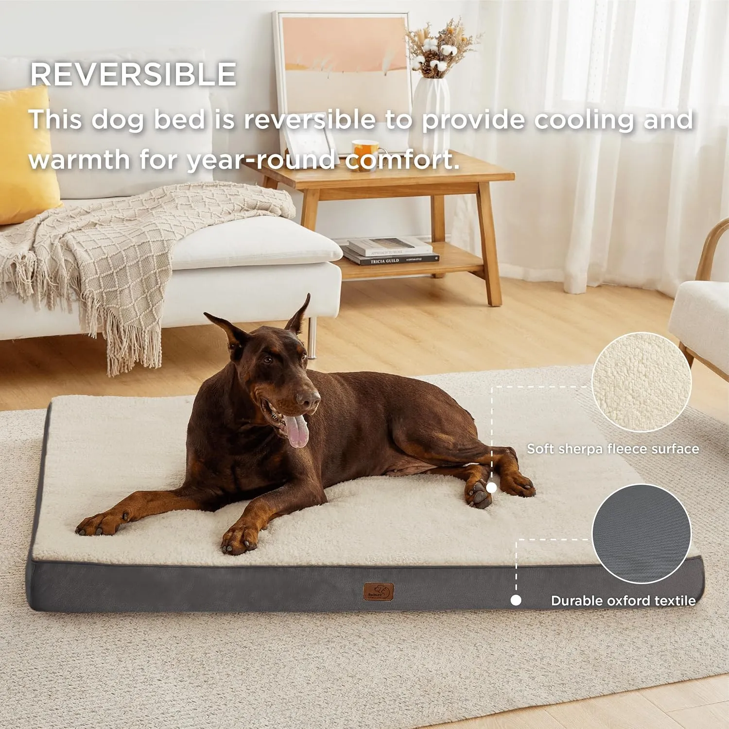 Bedsure XXL Dog Bed for Large Dogs - Orthopedic Waterproof Giant Pet Beds with Removable Washable Cover, Jumbo Egg Crate Foam Mat, Suitable for Pet Up to 150 lbs