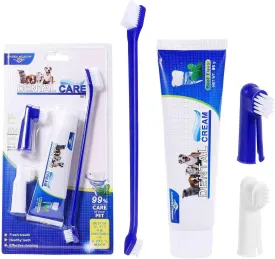 Best Dog Toothbrush & Toothpaste Kit for Pomsky and Other Mixed Breed Dogs Dogs - Natural Ingredients Reduce Plaque, Whiten Teeth, Freshen Breath