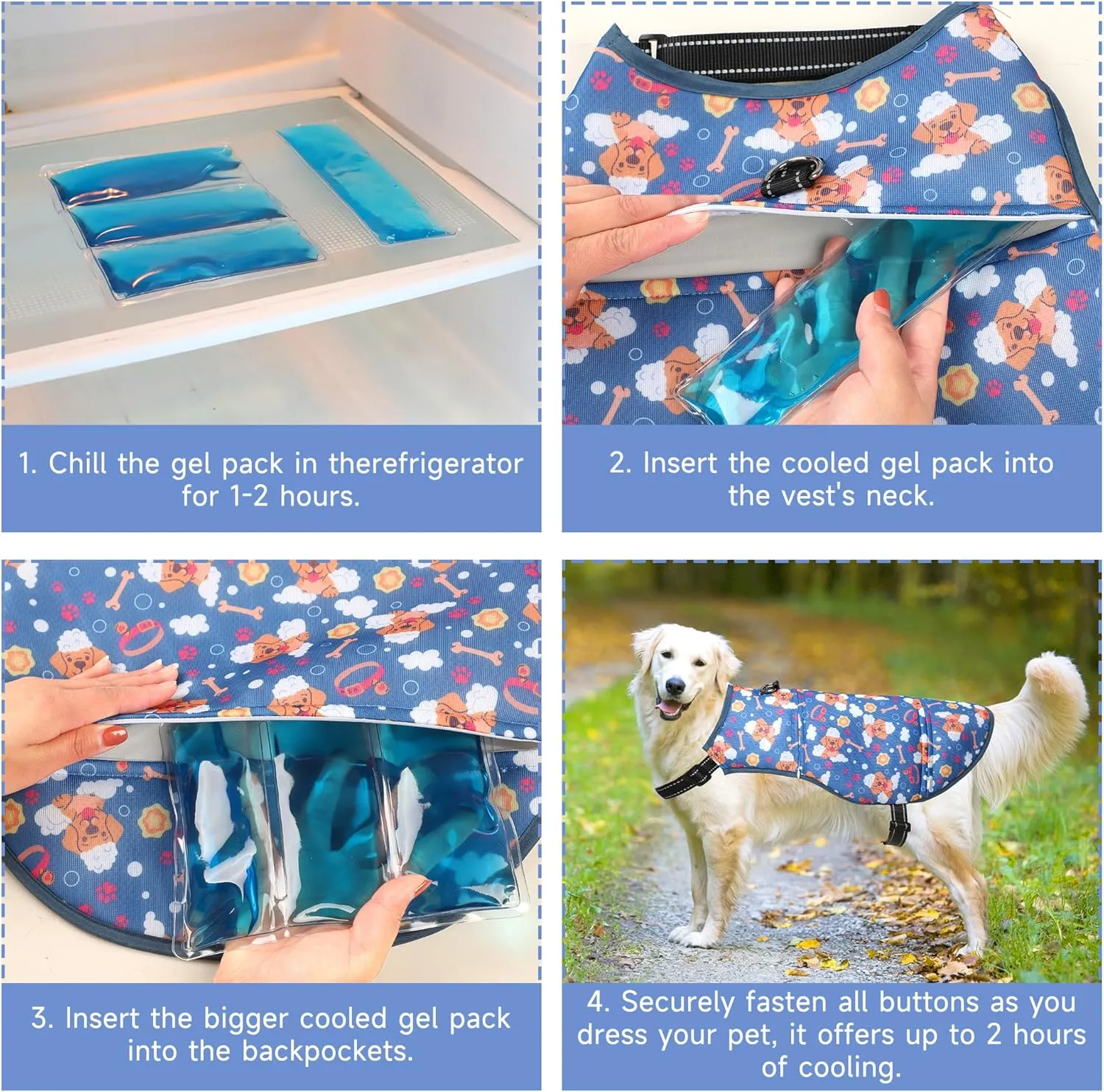 Brand Dog Cooling Jacket, Mesh Ice Vest for Dogs - Adjustable Straps