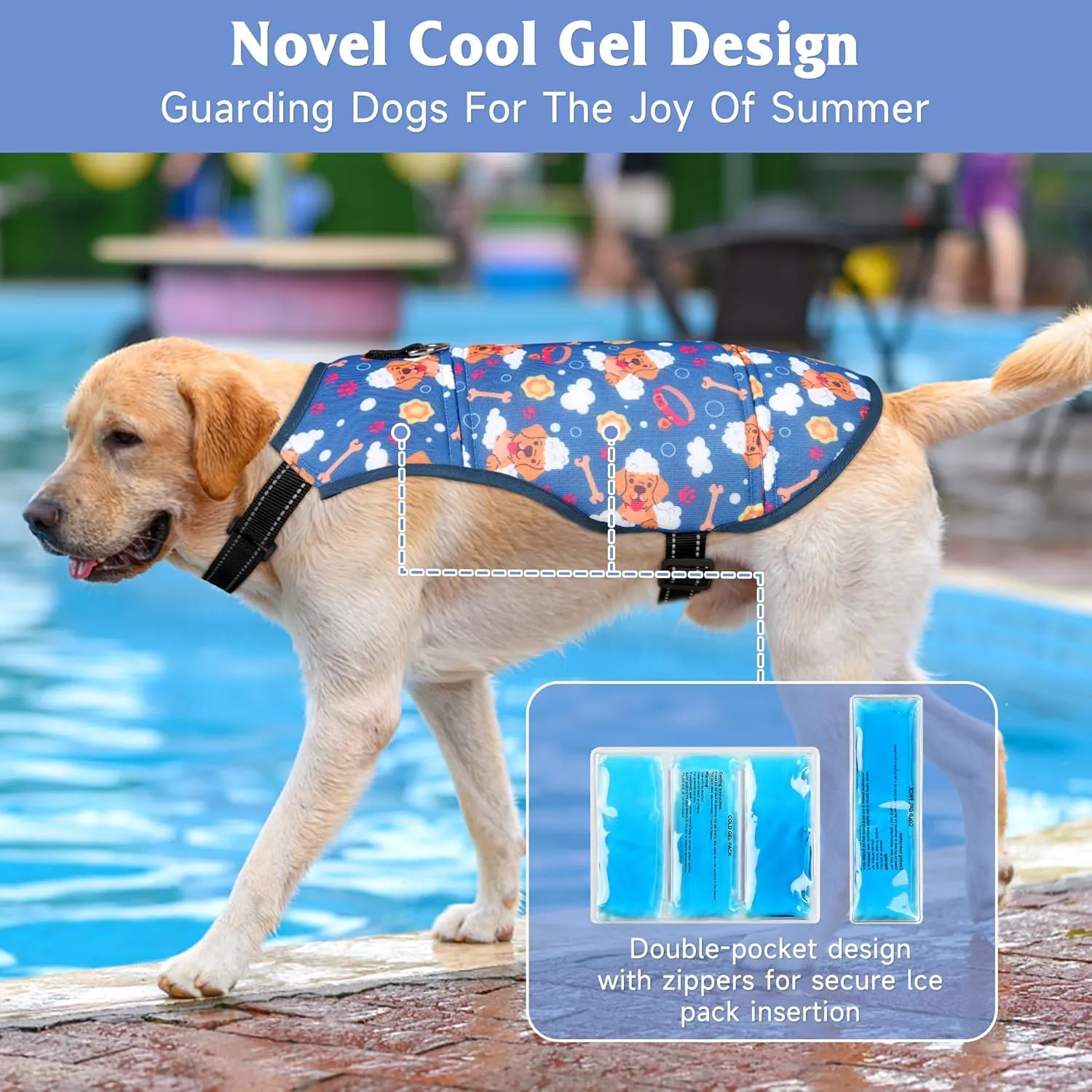 Brand Dog Cooling Jacket, Mesh Ice Vest for Dogs - Adjustable Straps