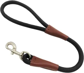 BTINESFUL Short Dog Leash- 18, 24 Inch Strong Nylon Training Traffic Leash- Classic Black No Pull Rope Lead for Medium Large Dogs (1/2" x 18 inch)