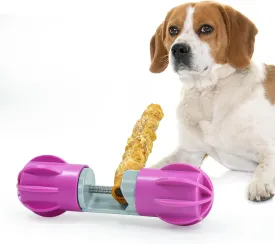 Bully Stick Bolt for Dogs Dog Treat Holder, Hold on to Last bite - Securely Firm to Help Prevent Choking, Dog Safety Device - Silicone Covering for Floor Protection and Noise Reduction (Pink)