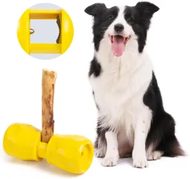 Bully Stick Holder, Food-Grade Dog Chew Holder, Safety Device to Prevent Choking, Long-Lasting Play Chew Toy, Easy to Clean, Fits Various Bully Sticks and Dog Sizes, Yellow(1 pcs)