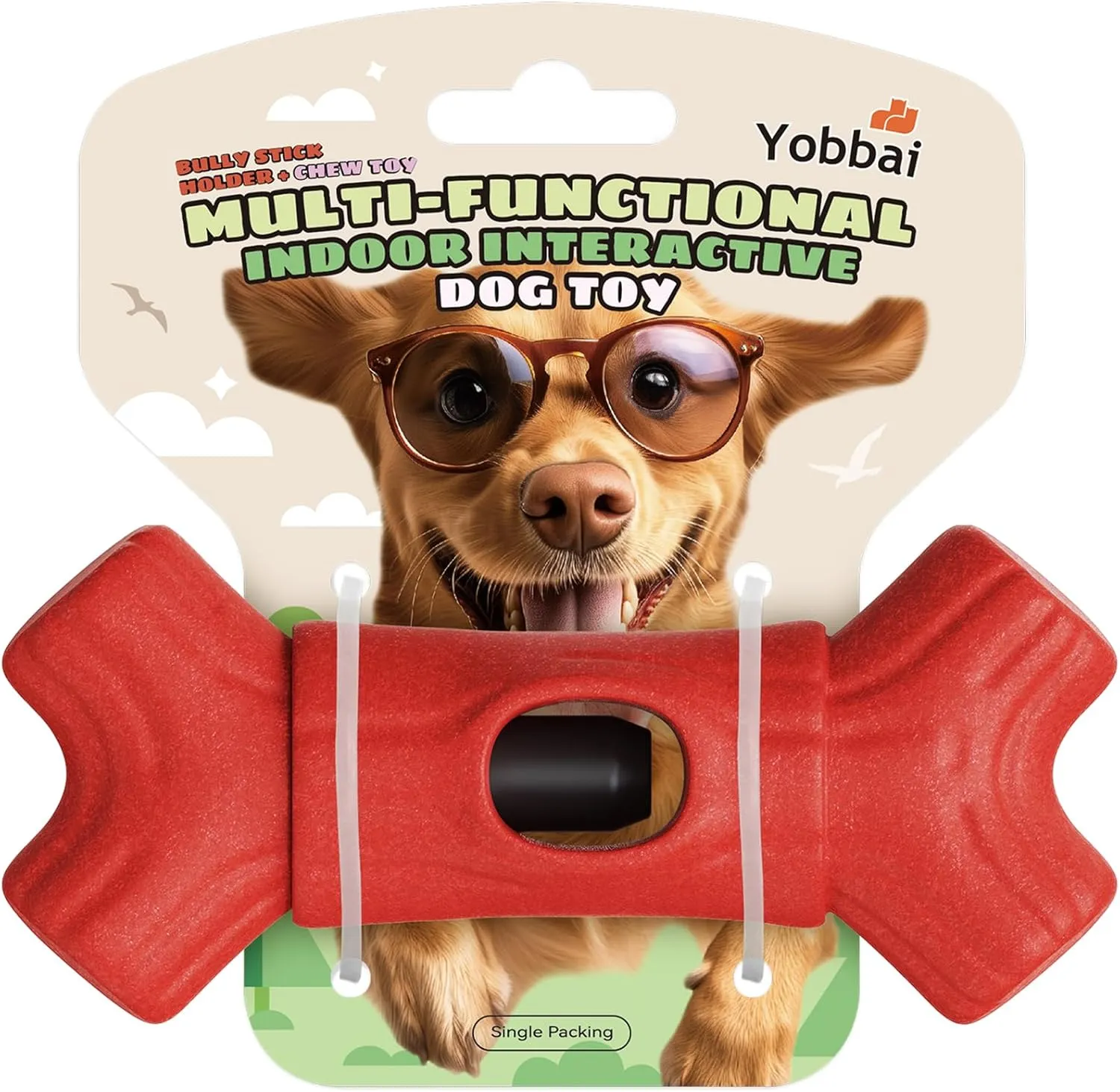 Bully Stick Holder for Large Dogs 55  lbs - Heavy Duty Chew Toy & Anti-Choking Safety Device | BPA-Free, Dishwasher Safe Dog Treat Holder for Aggressive Chewers