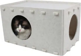 Cat Bed for Indoor Cats, Cat House for Large & Multiple Cats, Scratch Resistance Cat Bed Cave, Cat Beds & Furniture, Peekaboo Cat Hideaway, 22x14.2x12 inch, Cream