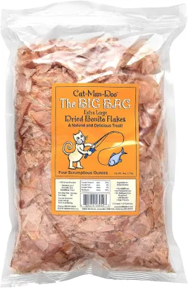 Cat-Man-Doo Extra Large Dried Bonito Flakes Treats for Dogs & Cats - All Natural High Protein Flakes - 4oz. / 112g Bag