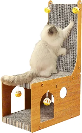 Cat Scratcher, Cat Scratching Board, L Shaped Vertical Cat Scratcher for Wall and Couch Protection, Cat Cardboard Scratcher with 4 Ball Toys for Indoor Cats