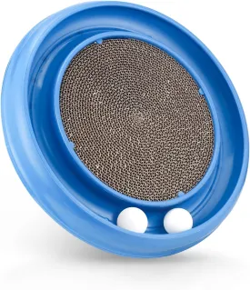 Cat Scratching Board with Balls for Cats Grinding Claw, Round Cat Scratcher Interactive Toy, Cat Ball Track Scratcher Pad for Cats Exercise Play(Blue)